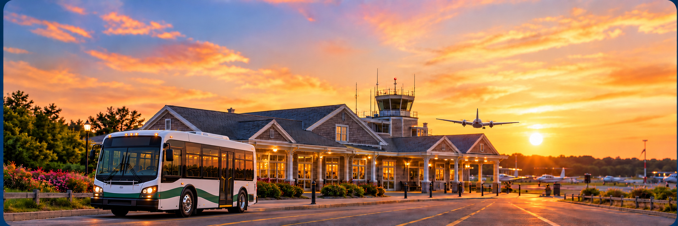 Bus and airplane representing transportation
